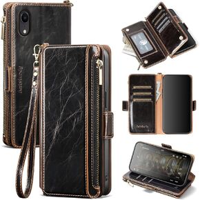 Antsturdy لهاتف iPhone XR حافظة محفظة 【RFID Blocking】 حافظة هاتف من جلد البولي يوريثان للنساء والرجال غطاء واقٍ مضاد للصدمات مع حزام معصم وجيب بسحاب وفتحات لبطاقات الائتمان، لهاتف Apple XR، أحمر نبيذي in Kuwait