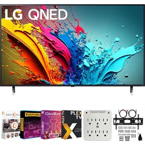 LG 55QNED85TUA 55 Inch QNED85T 4K HDR Smart Quantum Dot NanoCell LED TV 2024 Bundle with Premiere Movies Streaming + 37-100 Inch TV Wall Mount + 6-Outlet Surge Adapter + 2X 6FT 4K HDMI 2.0 Cable