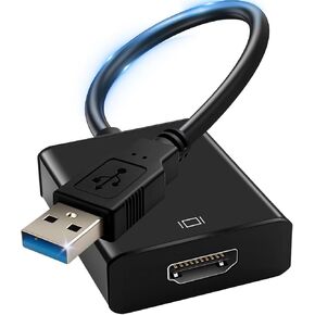 Herfair USB to HDMI Adapter for Monitor USB A 3.0 to HDMI Screen Converter 1080P Full HD Video Display Connector Compatible with Windows 11/10/8/8.1/7 and MacOS System (Black)