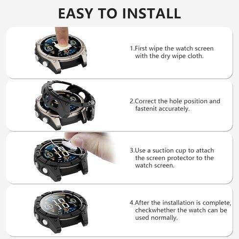 حالة حامي الشاشة متوافقة مع غلاف الساعات Garmin Fenix ​​8 51 مم ، و Smartrate Stratch Pramper Frame TPU ، والفيلم الزجاجي المقسّر لـ Garmin Fenix ​​8 51mm Smartwatch ، Black in Kuwait