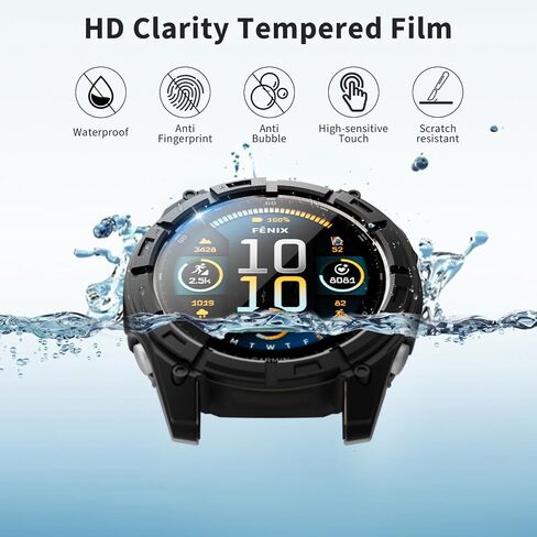 حالة حامي الشاشة متوافقة مع غلاف الساعات Garmin Fenix ​​8 51 مم ، و Smartrate Stratch Pramper Frame TPU ، والفيلم الزجاجي المقسّر لـ Garmin Fenix ​​8 51mm Smartwatch ، Black in Kuwait