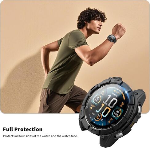 حالة حامي الشاشة متوافقة مع غلاف الساعات Garmin Fenix ​​8 51 مم ، و Smartrate Stratch Pramper Frame TPU ، والفيلم الزجاجي المقسّر لـ Garmin Fenix ​​8 51mm Smartwatch ، Black in Kuwait
