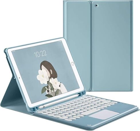Touchpad Keyboard Case for Galaxy Tab A8 10.5 Inch 2022 SM-X200/X205/X207 with S Pen Holder, Candy Color Round Keys Magnetic Detachable Trackpad Keyboard，Teal in Saudi Arabia