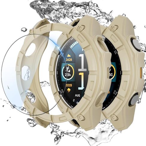 حالة حامي الشاشة متوافقة مع غلاف الساعات Garmin Fenix ​​8 51 مم ، و Smartrate Stratch Pramper Frame TPU ، والفيلم الزجاجي المقسّر لـ Garmin Fenix ​​8 51mm Smartwatch ، Black in Kuwait