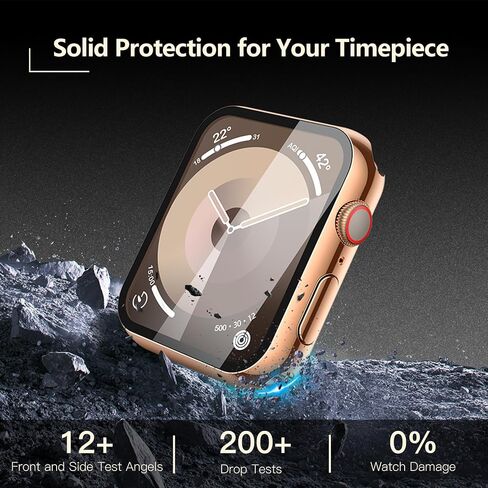 Julk [2 Pack] حالة ذهبية مع واقي الشاشة لسلسلة Apple Watch Series 3/2 38mm ، و 9 ساعات من الزجاج المقسّن مع غطاء واقعي صلب رفيع لـ IWatch [1 Gold + 1 Transparent] in Kuwait