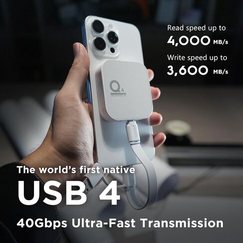 داتو مغناطيسي خارجي SSD 4TB محرك أقراص الحالة الصلبة الخارجي المحمول SSD USB 4.0 GEN 3X2 حتى 4000/3600 MB/S TYPE -C 4K PRORES HDR ، متوافق مع iPhone 15 & 16 Pro Max - Ares Q4 Series in Kuwait