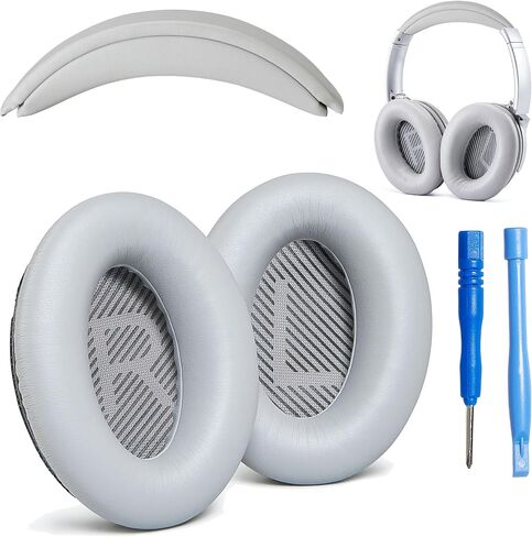 وسادة الأذن ووسادة عصابة الرأس البديلة العالمية من AHG Accessories House. متوافق مع سماعات الرأس Bose QuietComfort (2023) QC45 QC35 QC35 II QC SC QC SE اللاسلكية المانعة للضوضاء (رمادي) in Kuwait