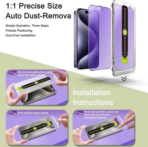 2 Pack Screen Protector Tempered Glass for iPhone 16 Pro 6.3-Inch Auto Dust Removal, No Bubbles, High Definition Clear, Easy Installation in Saudi Arabia