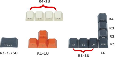 PBT Keycaps 60% Keyset Side Printed 61 68 Keycap Set Thick Cherry MX Key Caps for US Layout 61 68 MX Switches 60 Percent Mechanical Keyboard(Blue Grey Combo) in Saudi Arabia