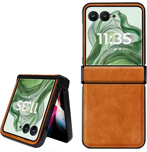 for Motorola Razr Plus 2024 [Not fit Razr 2024] PU Leather + Hard PC Shell Case Shockproof Case Hinge Protection Phone Cover for Motorola Razr 50 Ultra/Razr+ 2024 (Black) in Saudi Arabia