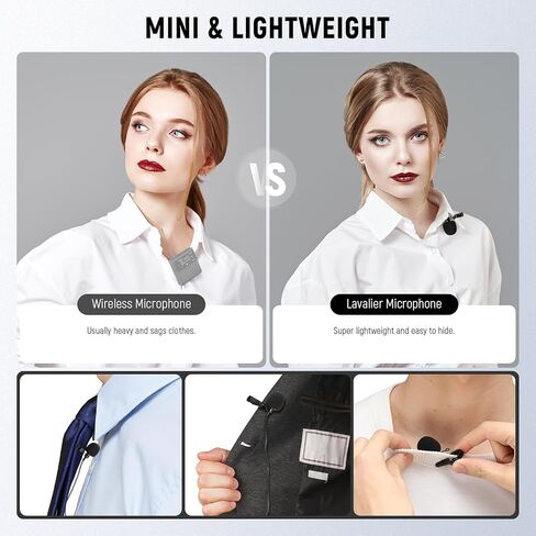 ميكروفون NEEWER Lapel Lavalier (عبوة من قطعتين)، مشبك سلكي على ميكروفون مكثف متعدد الاتجاهات متوافق مع جهاز إرسال ميكروفون لاسلكي Rode Wireless GO II DJI للبث المباشر لفيديو YouTube على المسرح، CM5 in Kuwait