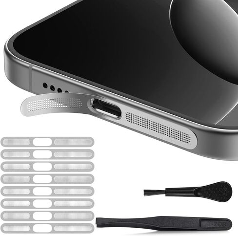 8PCS iPhone Speaker Dust Cover Compatible with iPhone 16 Pro/ 16 Pro Max Earpiece Speaker Mesh Anti Dust Adhesive Sticker -Black Titanium in Kuwait
