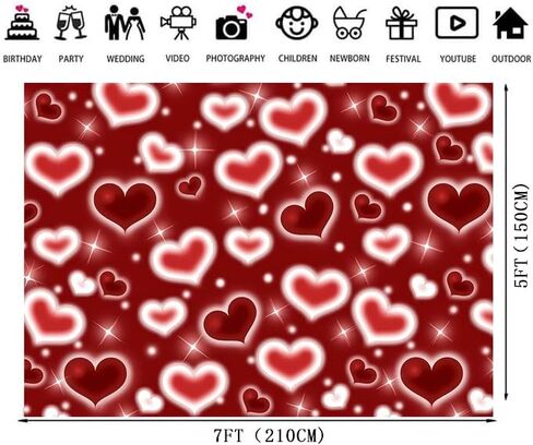 7x5ft Pink Heart Photo Backdrop 90s Backdrops for Photoshoot Valentine's Day Backdrop Women Men Happy Birthday Photography Background Banner in Saudi Arabia