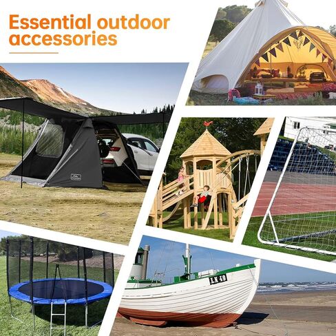 Ground Anchor,Heavy Duty Tent Stakes Trampoline Anchors, Ground Anchors Screw in, Trampoline Anchor Kit with Straps,for Camping Tent, Swing Sets, Sheds, Trampoline(6 Pack,Orange) in Kuwait