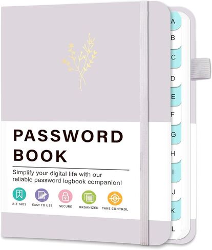 دفتر كلمة المرور المبسطة مع علامات تبويب أبجدية ، كتاب حارس مرمى كلمة المرور لكبار السن ، دفتر ملاحظات كلمة المرور غير المؤرخة المنظمة لتفاصيل تسجيل الدخول إلى عنوان الإنترنت ، 4.3 "x5.7" ، أسود in Kuwait