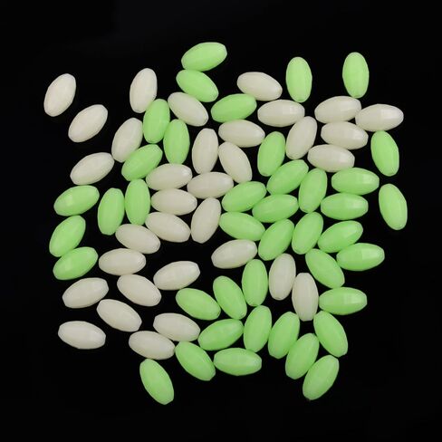 OROOTL Glow Beads Fishing Saltwater, 100pcs Hard Plastic Luminous Fishing Beads Green White Fish Beads Assortment Oval Egg Bead Lures Sea Fishing Tool in Saudi Arabia