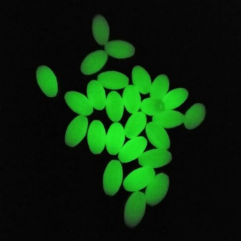 OROOTL Glow Beads Fishing Saltwater, 100pcs Hard Plastic Luminous Fishing Beads Green White Fish Beads Assortment Oval Egg Bead Lures Sea Fishing Tool in Saudi Arabia