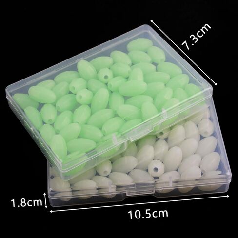 OROOTL Glow Beads Fishing Saltwater, 100pcs Hard Plastic Luminous Fishing Beads Green White Fish Beads Assortment Oval Egg Bead Lures Sea Fishing Tool in Saudi Arabia