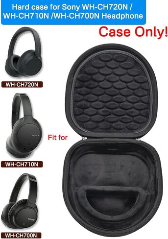 RAIACE Hard Travel Storage Case for Sony WH-CH720N Headphone, with Small Pocket for Cables and Accessories. - (Case Only) - Black in Saudi Arabia