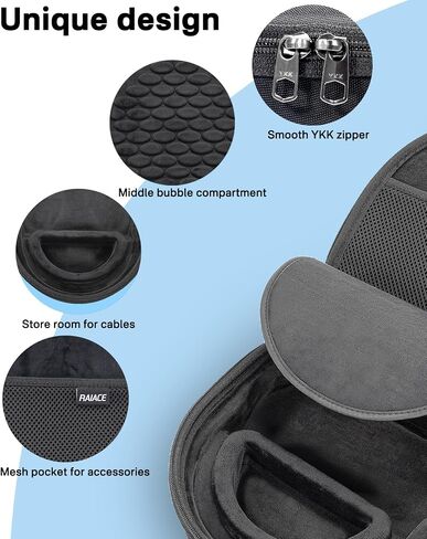 RAIACE Hard Travel Storage Case for Sony WH-CH720N Headphone, with Small Pocket for Cables and Accessories. - (Case Only) - Black in Saudi Arabia