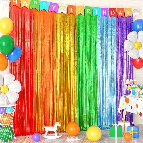 Blue Dog Birthday Party Decorations, Orange and Dark Light Blue Metallic Tinsel Foil Fringe Curtain Streamers for Blue Dog Theme Birthday Party Suppiles Home Photo Booth Props Backdrop(3.3ft X 6.6ft) in Saudi Arabia