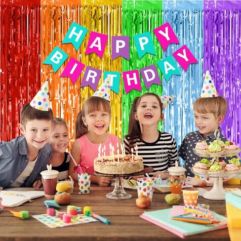 Blue Dog Birthday Party Decorations, Orange and Dark Light Blue Metallic Tinsel Foil Fringe Curtain Streamers for Blue Dog Theme Birthday Party Suppiles Home Photo Booth Props Backdrop(3.3ft X 6.6ft) in Saudi Arabia