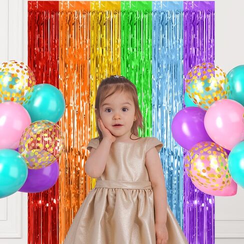Blue Dog Birthday Party Decorations, Orange and Dark Light Blue Metallic Tinsel Foil Fringe Curtain Streamers for Blue Dog Theme Birthday Party Suppiles Home Photo Booth Props Backdrop(3.3ft X 6.6ft) in Saudi Arabia