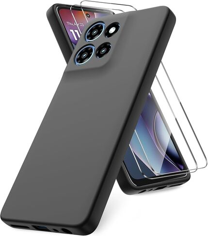 حالة من موتورولا موتو G 5G 2025/G Play 4G 2025 ، واقي شاشة زجاجي مقسى 2 حزمة ، GRAY NOYNAL SILICONE SILICONE SILICON in Kuwait