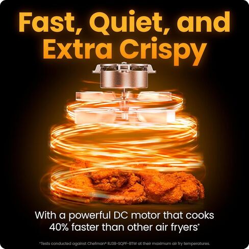 Chefman Air Fryer TurboFry 7-Qt, 6-in-1 High-Powered 450°F Cooking for Crispier Results, Compact Space-Saving Design, Air Fry, Bake, Broil, Reheat, Dehydrate, Defrost, Fast & Even Cooking – Black in Saudi Arabia