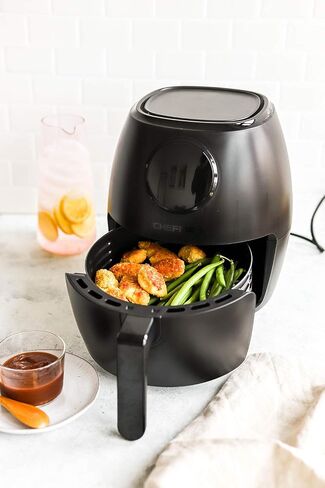 طهاة طيار طيران توربوفري 7-QT ، 6 في -1-طهي 450 درجة فهرنهايت لنتائج أكثر هشاشة ، وتصميم مضغوط لتوفير المساحة ، قلى الهواء ، الخبز ، اللحم ، التسخين ، الجفاف ، إزالة الجليد ، سريع وحتى الطهي-الأسود-الأسود-الأسود in Kuwait
