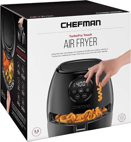 طهاة طيار طيران توربوفري 7-QT ، 6 في -1-طهي 450 درجة فهرنهايت لنتائج أكثر هشاشة ، وتصميم مضغوط لتوفير المساحة ، قلى الهواء ، الخبز ، اللحم ، التسخين ، الجفاف ، إزالة الجليد ، سريع وحتى الطهي-الأسود-الأسود-الأسود in Kuwait
