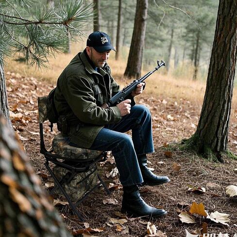 MDSTOP 360 Degree Swivel Hunting Chair for Ground Blinds, Folding Hunting Seat, Fishing Chair, Lightweight, Portable, Padded Cushion for Dove Deer Hunting, Fishing, Camping(Pine Needle Camo) in Kuwait