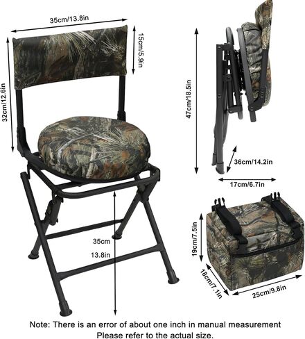 MDSTOP 360 Degree Swivel Hunting Chair for Ground Blinds, Folding Hunting Seat, Fishing Chair, Lightweight, Portable, Padded Cushion for Dove Deer Hunting, Fishing, Camping(Pine Needle Camo) in Kuwait