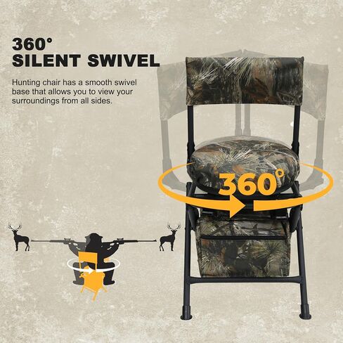 MDSTOP 360 Degree Swivel Hunting Chair for Ground Blinds, Folding Hunting Seat, Fishing Chair, Lightweight, Portable, Padded Cushion for Dove Deer Hunting, Fishing, Camping(Pine Needle Camo) in Kuwait