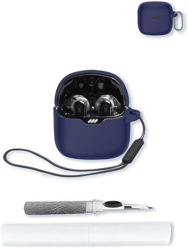 Case for JBL Tune Flex - True Wireless Noise Cancelling Earbuds,Soft Protective,BOVUGAC Silicone Case Cover with Keychain & Cleaning Kit & Lanyard for JBL Tune Flex Earbuds-Pink in Saudi Arabia