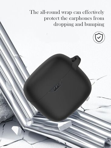 Case for JBL Tune Flex - True Wireless Noise Cancelling Earbuds,Soft Protective,BOVUGAC Silicone Case Cover with Keychain & Cleaning Kit & Lanyard for JBL Tune Flex Earbuds-Pink in Kuwait