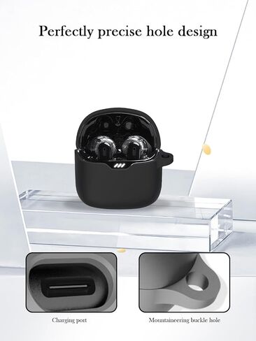 Case for JBL Tune Flex - True Wireless Noise Cancelling Earbuds,Soft Protective,BOVUGAC Silicone Case Cover with Keychain & Cleaning Kit & Lanyard for JBL Tune Flex Earbuds-Pink in Kuwait