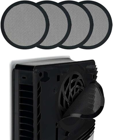 PS5 Slim/Pro Dust Cover Protector, 4 Pack Fan Dustproof Filter Mesh, High-Density Breathable Mesh Dust Cover for Cooling Fan, Compatible with Digital & Disc Edition (Black) in Saudi Arabia