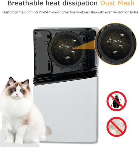 PS5 Slim/Pro Dust Cover Protector, 4 Pack Fan Dustproof Filter Mesh, High-Density Breathable Mesh Dust Cover for Cooling Fan, Compatible with Digital & Disc Edition (Black) in Saudi Arabia