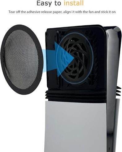 PS5 Slim/Pro Dust Cover Protector, 4 Pack Fan Dustproof Filter Mesh, High-Density Breathable Mesh Dust Cover for Cooling Fan, Compatible with Digital & Disc Edition (Black) in Saudi Arabia