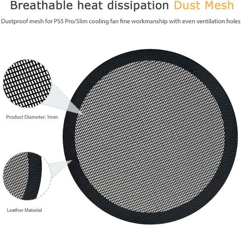 PS5 Slim/Pro Dust Cover Protector, 4 Pack Fan Dustproof Filter Mesh, High-Density Breathable Mesh Dust Cover for Cooling Fan, Compatible with Digital & Disc Edition (Black) in Saudi Arabia