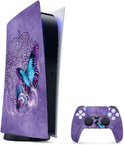 MightySkins Gaming Skin for PS5 / Playstation 5 Digital Edition Bundle - Purple Airbrush | Protective Viny wrap | Easy to Apply and Change Styles | Made in The USA in Saudi Arabia