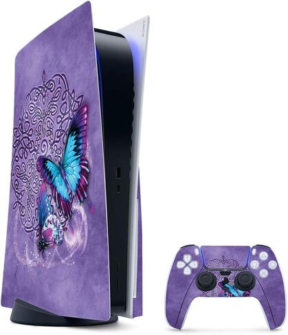 MightySkins Gaming Skin for PS5 / Playstation 5 Digital Edition Bundle - Purple Airbrush | Protective Viny wrap | Easy to Apply and Change Styles | Made in The USA in Saudi Arabia
