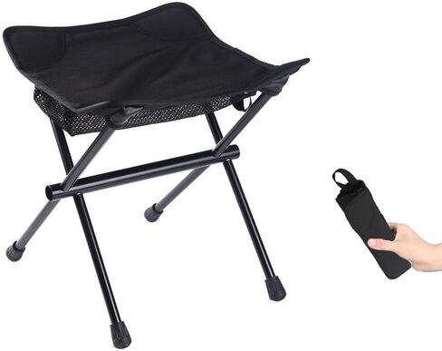Camping Stool Lightweight Small Folding Chair 13 Inch Portable Folding Stool for Outdoor Walking Hiking Fishing 400 LBS (Stool-Black) in Kuwait