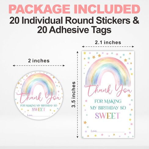 40 PCS Sweet Party Stickers - شكرًا لك على جعل عيد ميلادي حلوًا جدًا - 20 ملصقًا مستديرًا و 20 علامات الكعك الآيس كريم للهدية ، وأختام المغلف ، وصالح الحفلات واللوازم - A03 in Kuwait