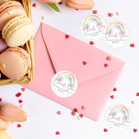 40 PCS Sweet Party Stickers - شكرًا لك على جعل عيد ميلادي حلوًا جدًا - 20 ملصقًا مستديرًا و 20 علامات الكعك الآيس كريم للهدية ، وأختام المغلف ، وصالح الحفلات واللوازم - A03 in Kuwait