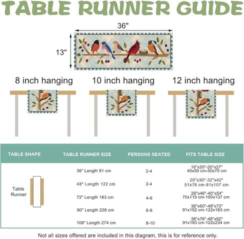 Seliem Summer Birds Tree Branches Table Runner, Cardinal Home Kitchen Dining Decor, Spring Seasonal Farmhouse Decorations Indoor Outdoor Party Supply 13 x 72 Inch in Kuwait