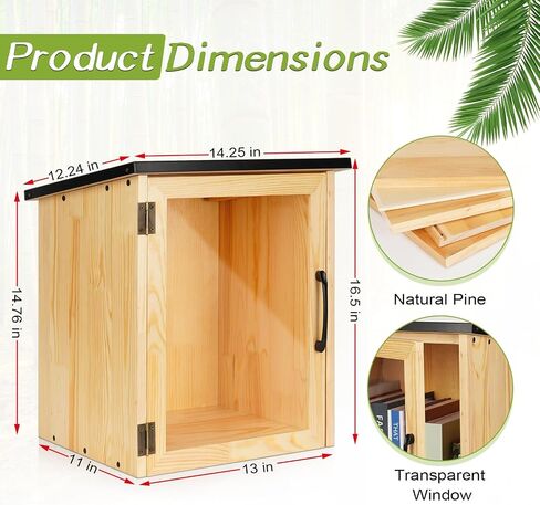 Outdoor Library Box Literature Exchange Box Outdoor Book Storage Little Wood Cabinet for DIY, Neighborhoods Community and Schools Sharing Books, Literature and Newspapers (20x14x21 Inch) in Saudi Arabia