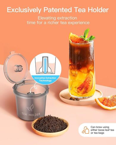 Single Serve Brewer, Iced | Hot | Bolder Coffee | Iced Tea Capabilities, Compatible with K Cup Pods, Grounds and Tea Leaves, 6 to 16oz Brew Size, Perfect for Small Spaces, Black in Saudi Arabia