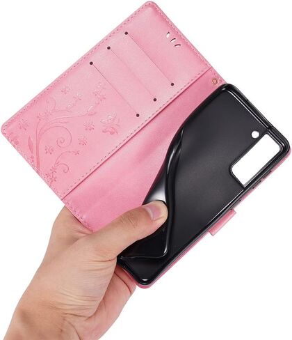 Compatible with Samsung Galaxy S21 FE 5G Case Glitter with Card Holder Flip Wallet Phone Case for Women Crystal Butterfly Shockproof Protective Case for Samsung Galaxy S21 FE 5G,Purple GY in Kuwait